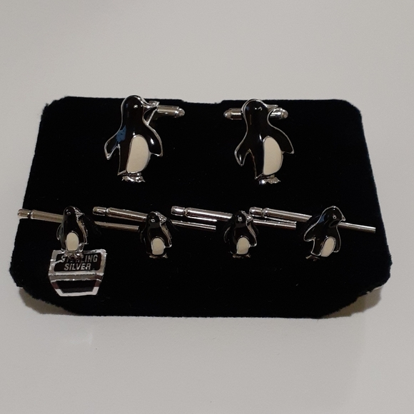 David Donahue Sterling Silver Tuxedo Cufflinks Set - Picture 2 of 3